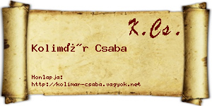 Kolimár Csaba névjegykártya