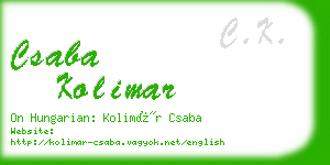 csaba kolimar business card